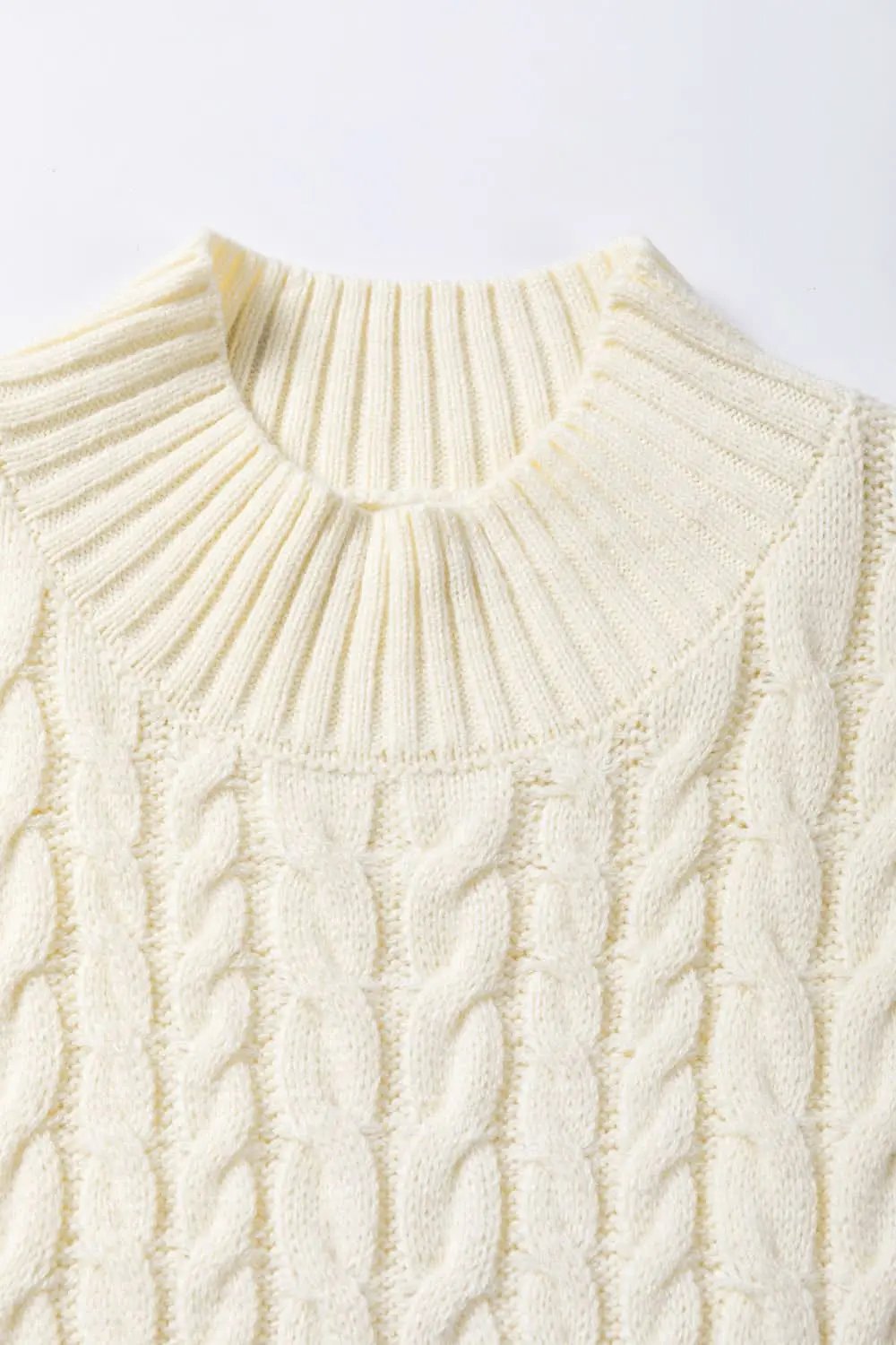 Oatmeal Cable Knit High Neck Sweater Vest - Love Salve